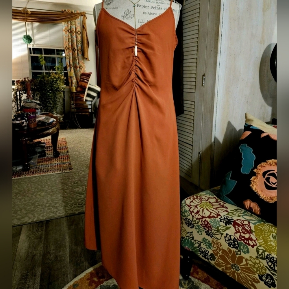 NWT SUGAR + LIPS Slip Dress Cinnamon Color L Retail $89